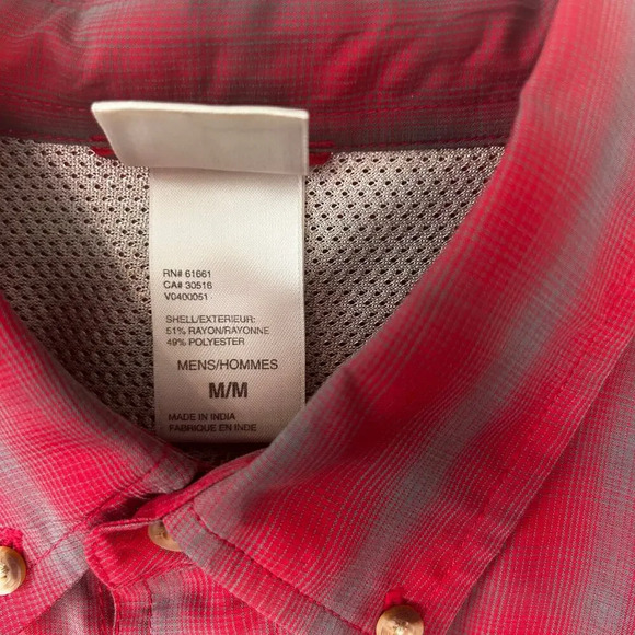 The North Face mens red plaid performance button down shirt size M - Picture 7 of 13